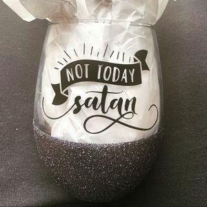 Handmade Glitter Dipped Stemless Wine Glass